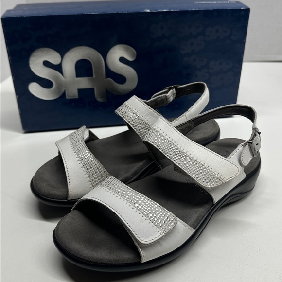 SAS Nudu Sandals Sling Back Comfort Open Toe Shoes White Women's Size 6 Wide - Picture 2 of 10